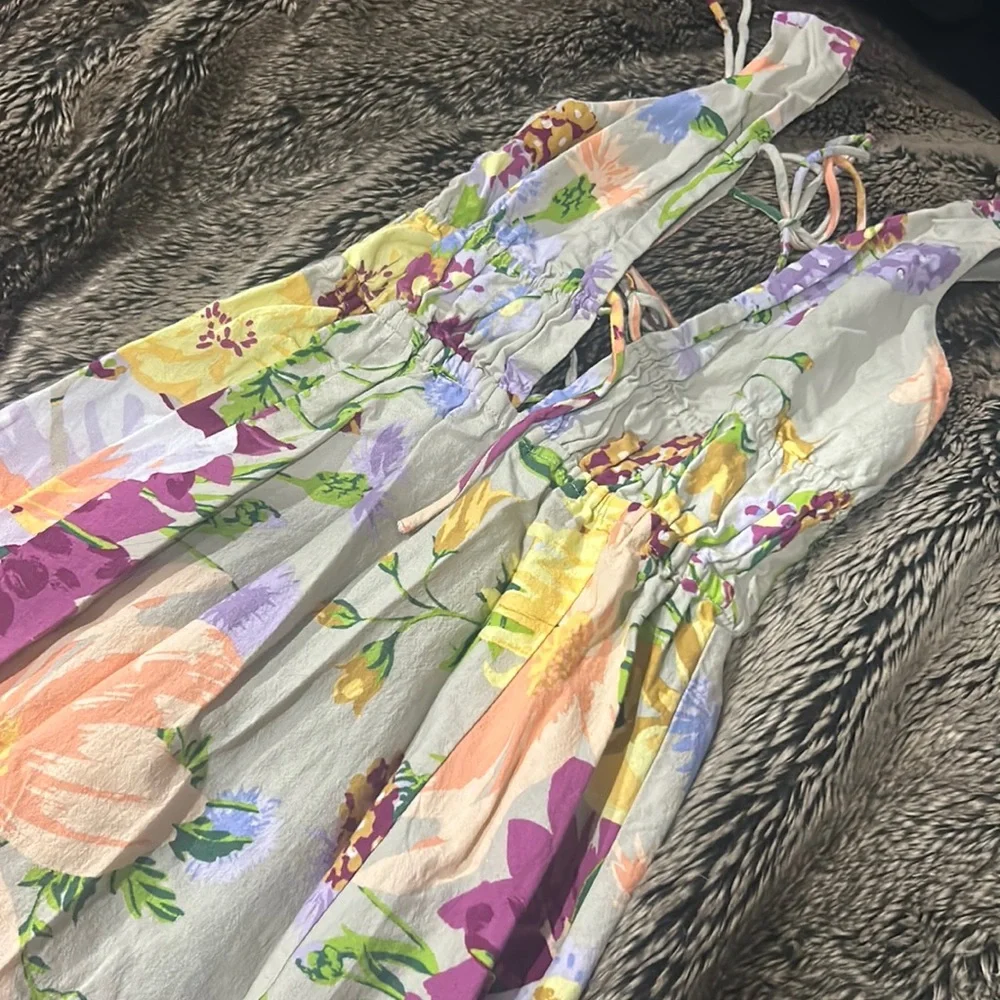H&M Floral Summer Linen‎ Blend Maxi Dress Midi/Maxi Long - Picture 8 of 8